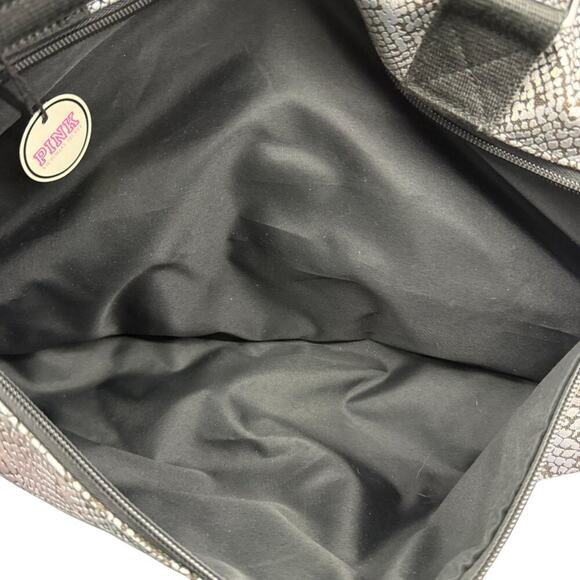 Pink Victoria Secret Black Silver Snakeskin Metallic Suitcase Large Carry On - Picture 6 of 8